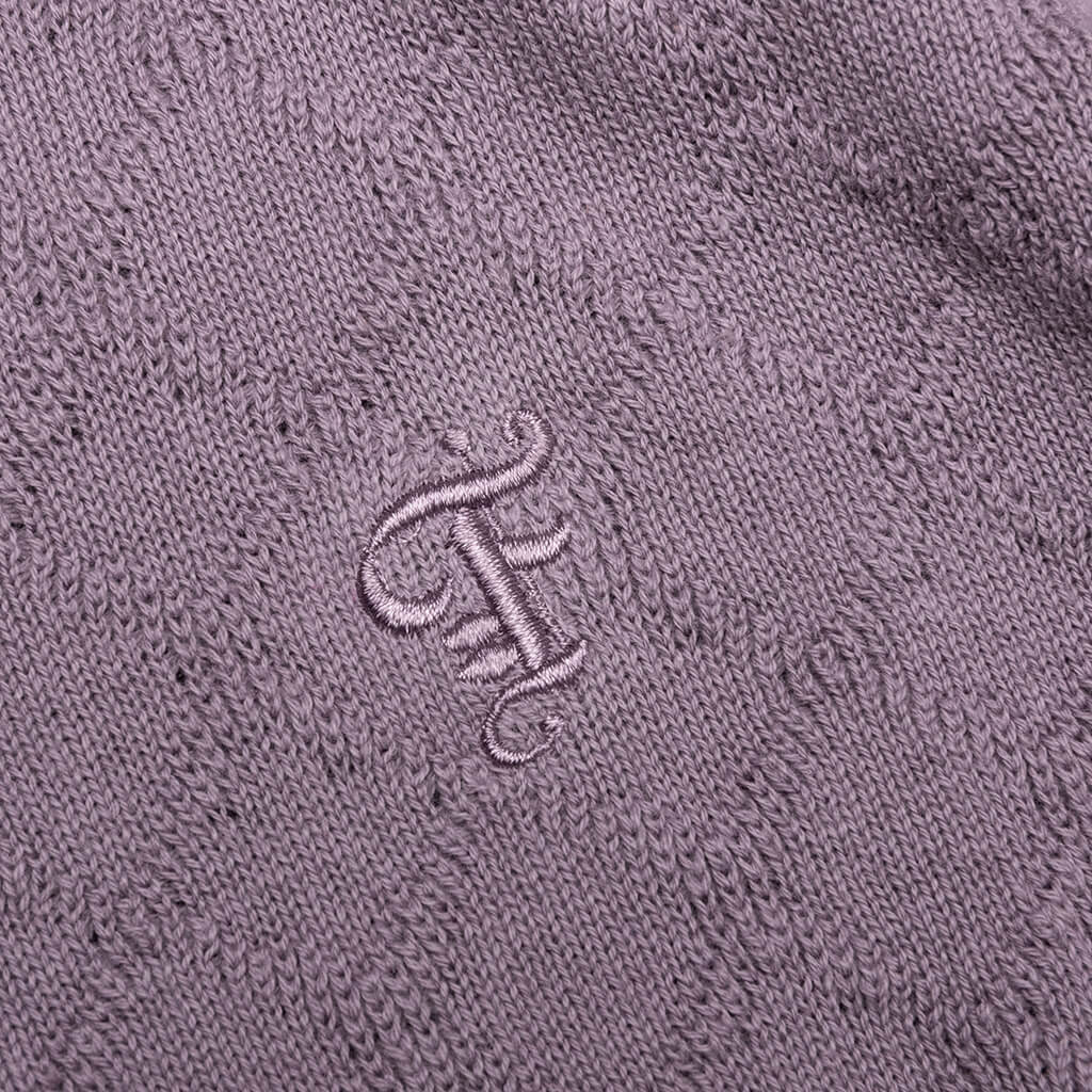 Hogan Pointelle Raglan Sleeve Sweater Polo - Mauve - Image 4
