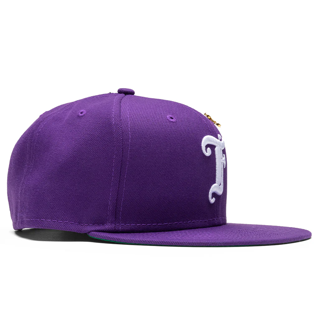 Feature x New Era Old English F Snapback Hat w/ Pin - Deep Purple - Image 3