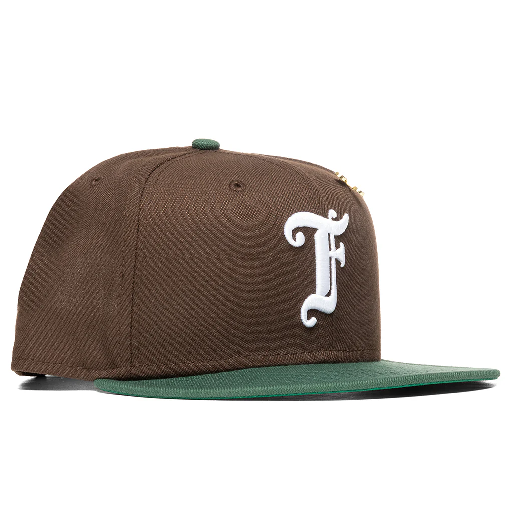 Feature x New Era Old English F Snapback Hat w/ Pin - Walnut/Cilantro Green - Image 3