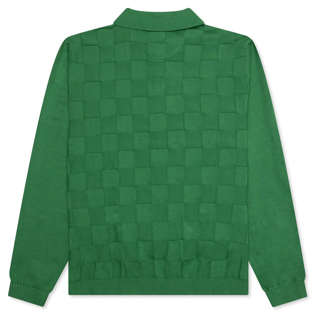 Palmer Checked L/S Sweater Polo - Augusta Green - Image 2