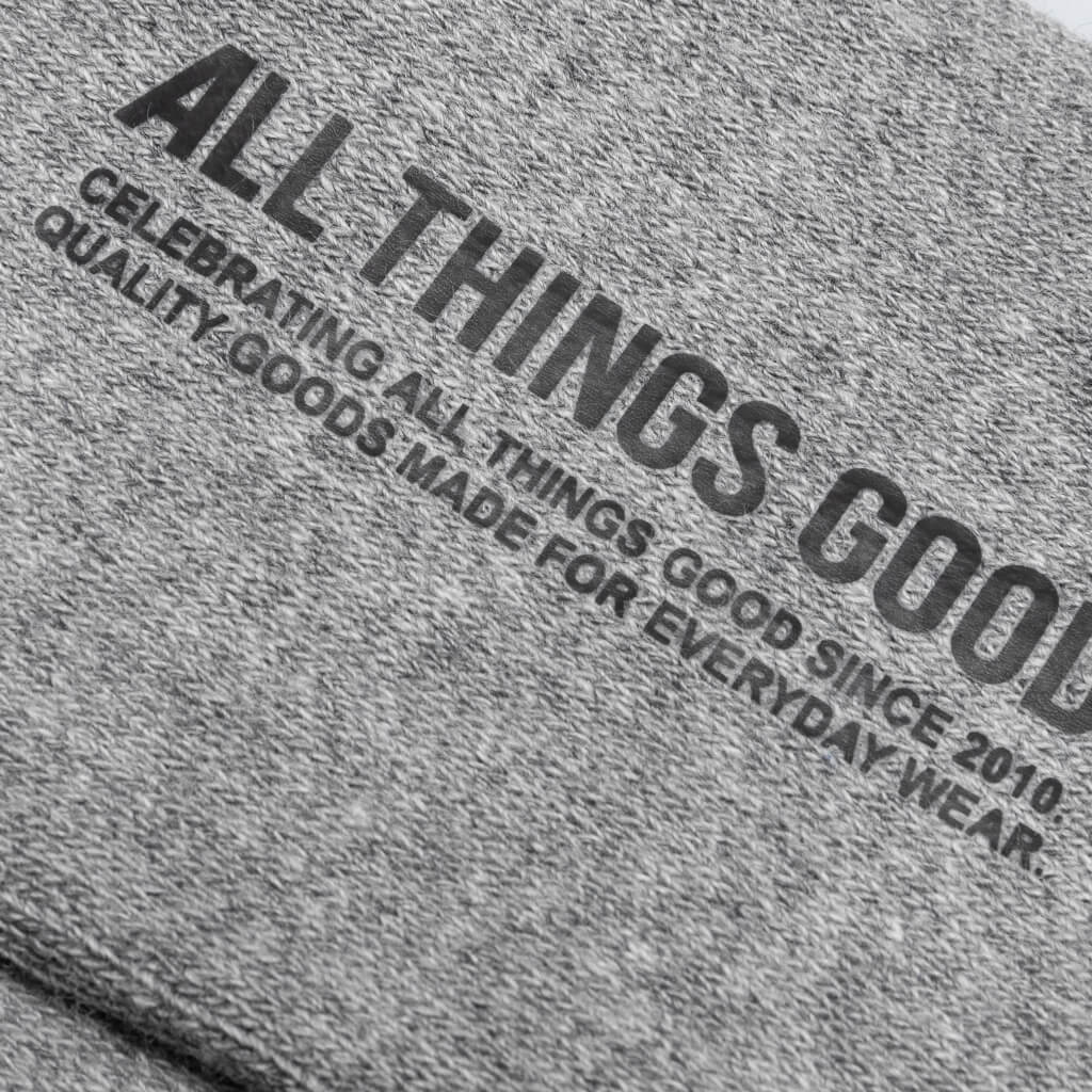 Tonal Script Crew Sock - Heather Grey - Image 4