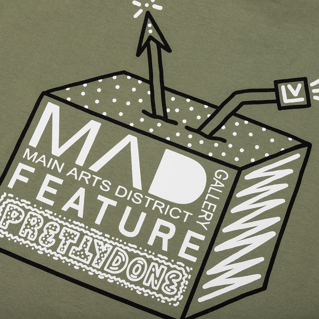 Feature x MAD Gallery x Pretty Done Direction Tee - Oil Green - Image 4