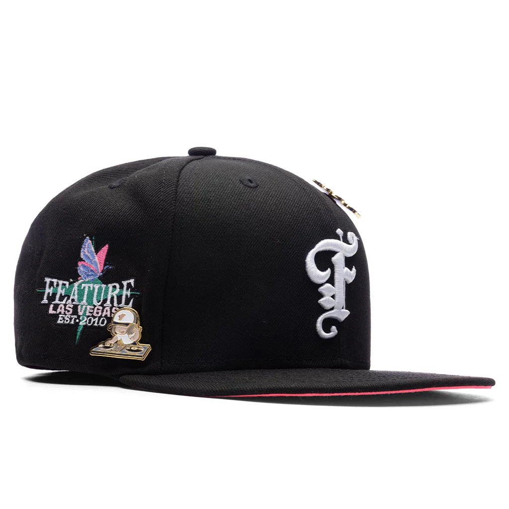 Feature x New Era Old English Plaza Fitted - Black/Pink Glow - Image 5