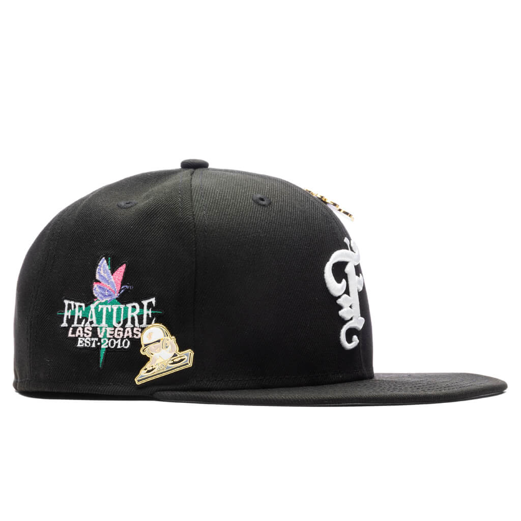 Feature x New Era Old English Plaza Fitted - Black/Snow Grey - Image 3