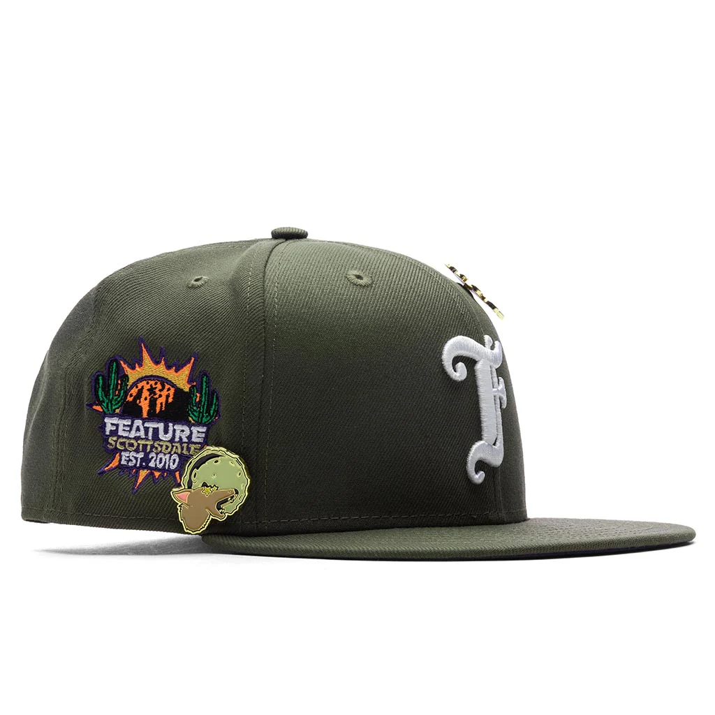 Feature x New Era Old English Scottsdale Snapback - Olive/Purple - Image 5