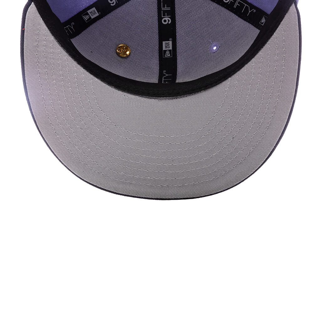 Feature x New Era Old English F Snapback Hat w/ Pin - Lavender/Night Shift Navy - Image 6