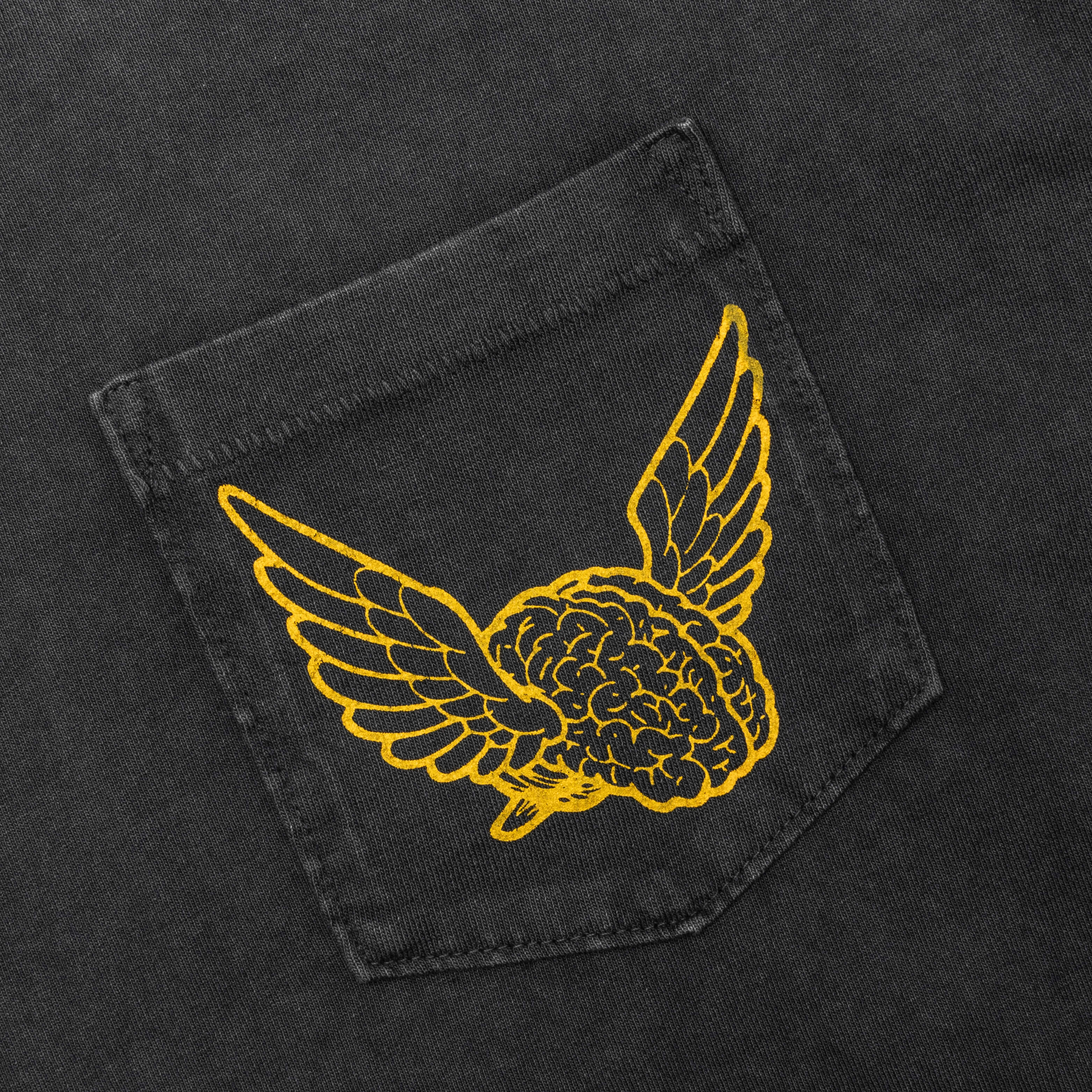 Flying Brain Pocket Tee - Vintage Black - Image 3