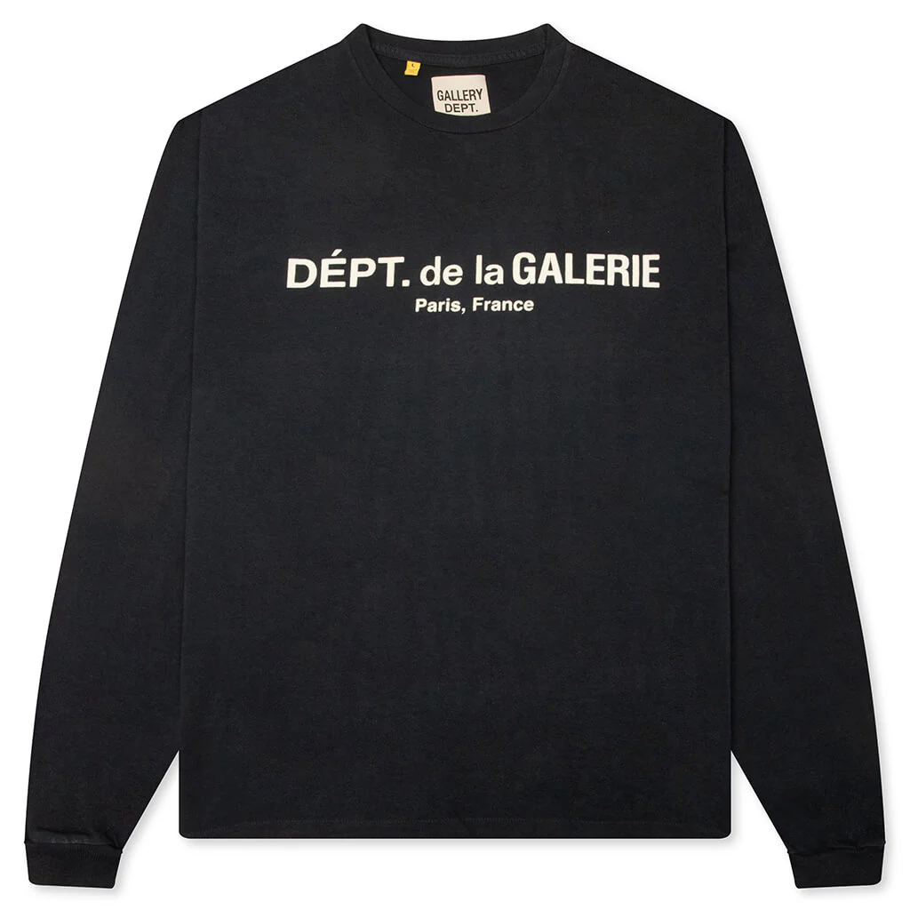 French Logo Lux L/S Tee - Washed Black