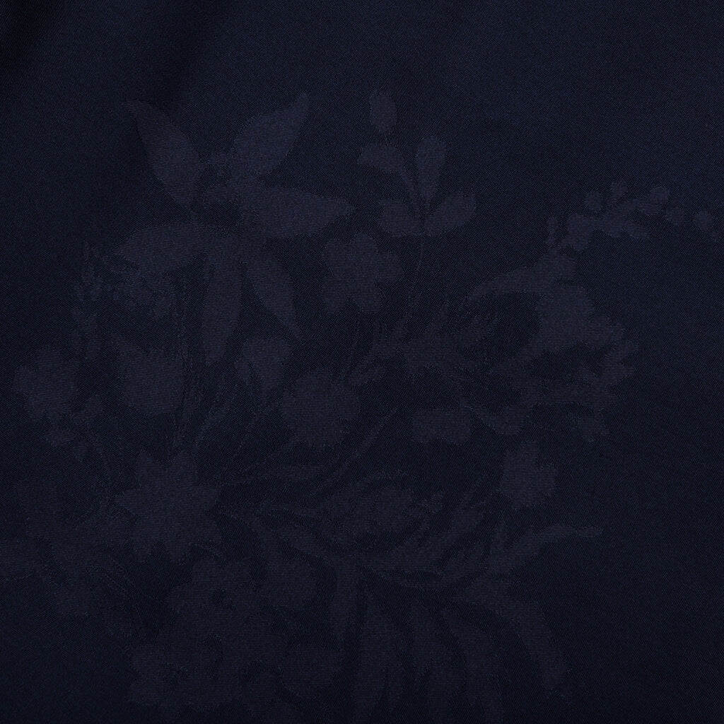 Silk Floral Jacquard Pants - Navy - Image 5