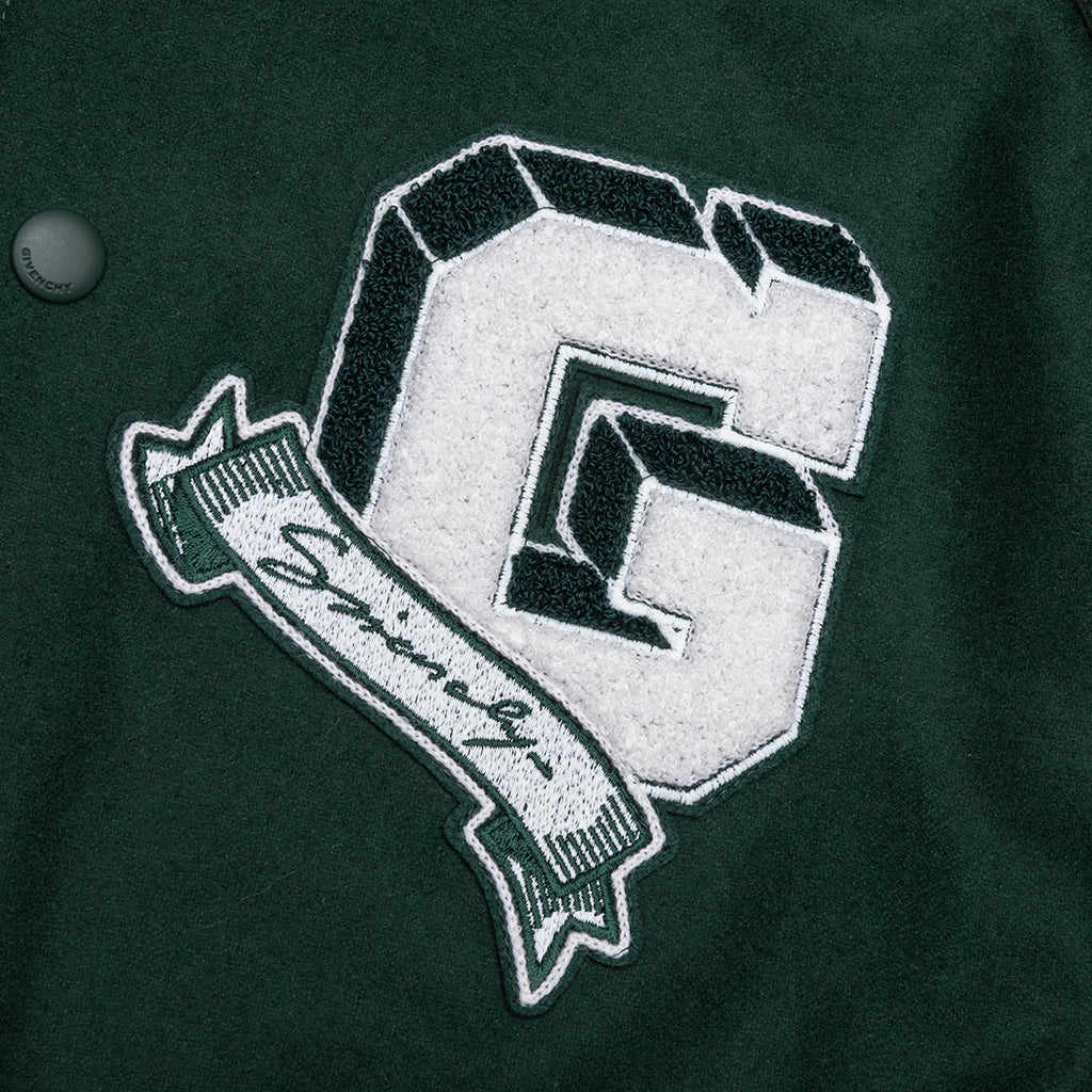 College Varsity Wool Jacket - Dark Green - Image 4