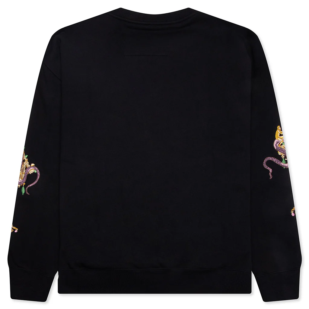 Fleece Sweatshirt with Chandelier and Snake - Black - Image 2