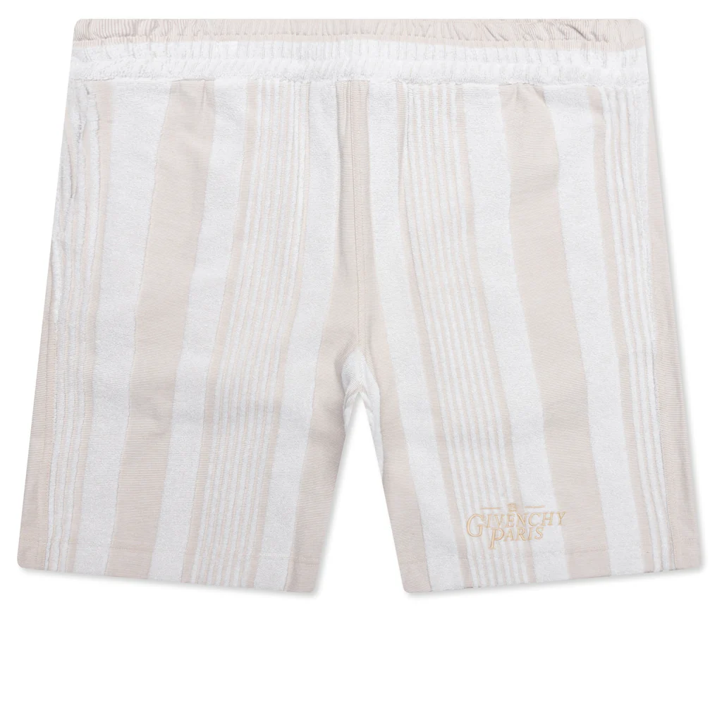Bermuda Shorts with Stripes - White/Beige