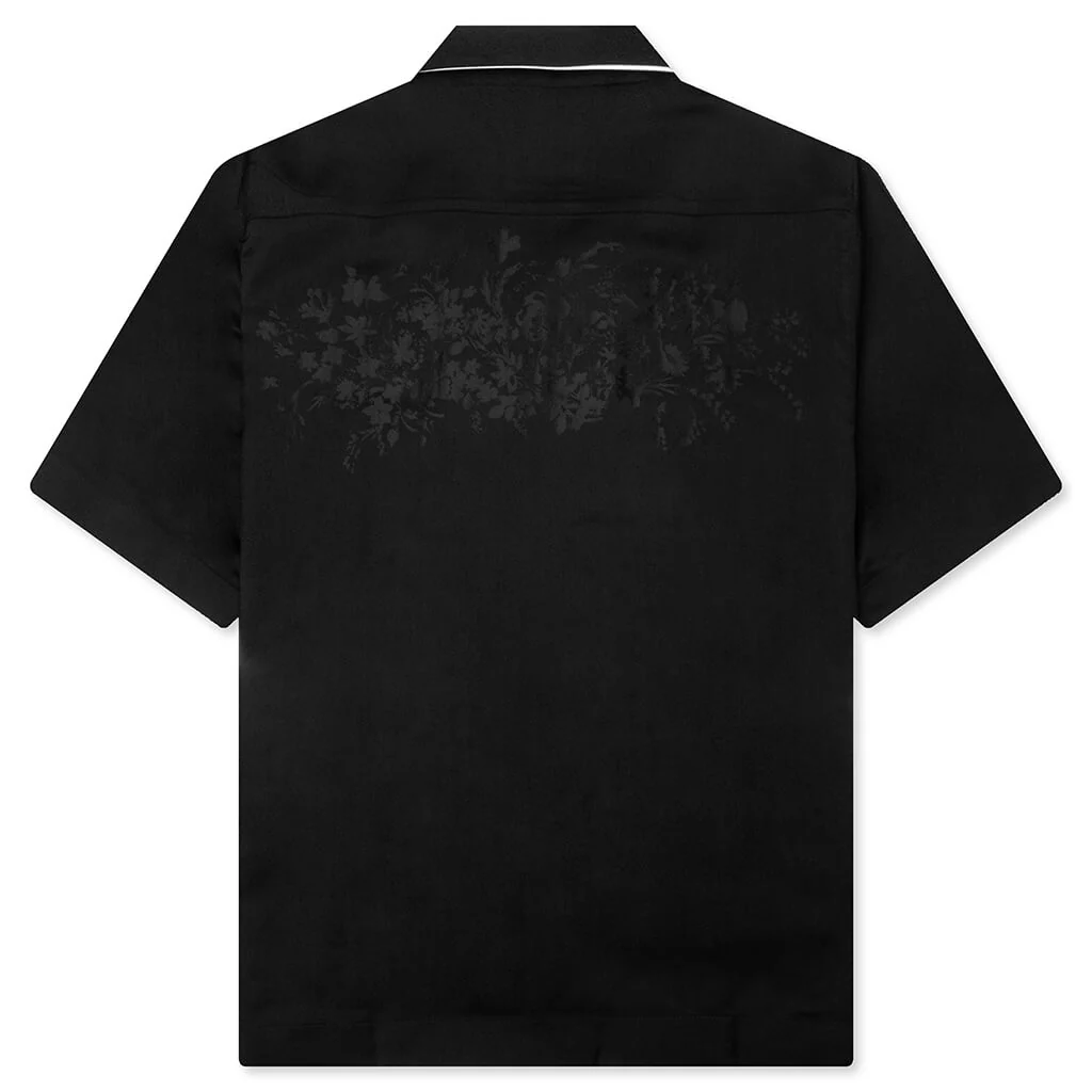 Boxy fit shirt in floral jacquard - Black - Image 2