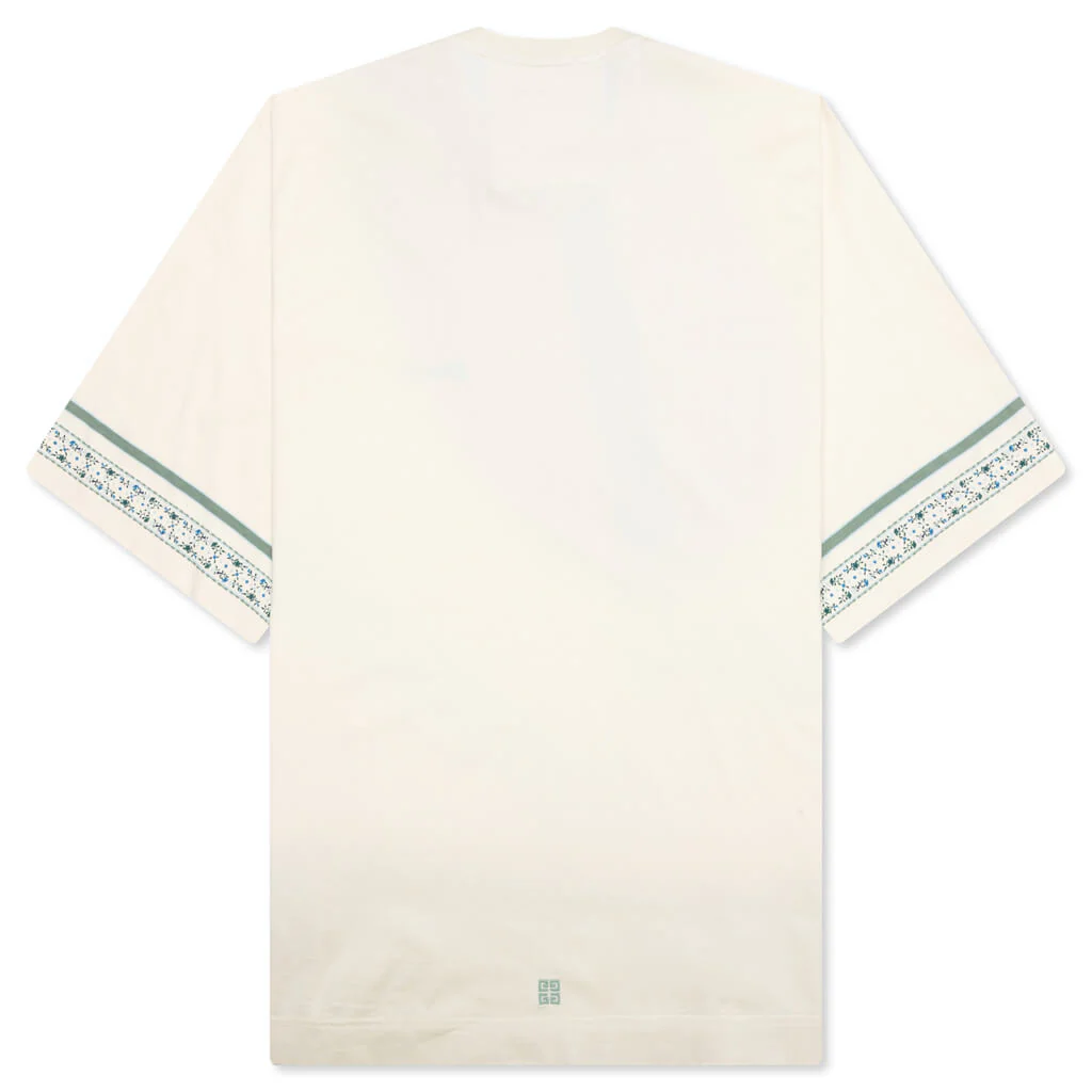 Floral Detail Cotton T-Shirt - Ivory - Image 2