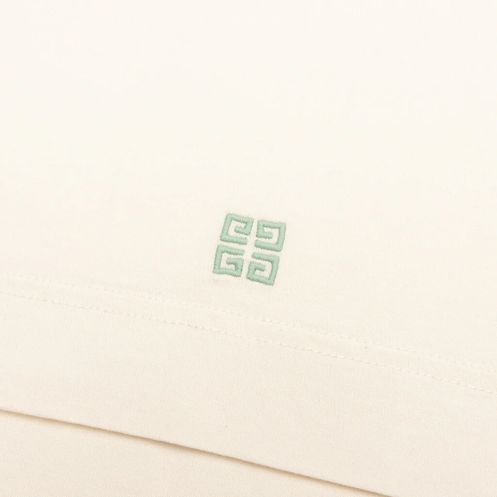 Floral Detail Cotton T-Shirt - Ivory - Image 3