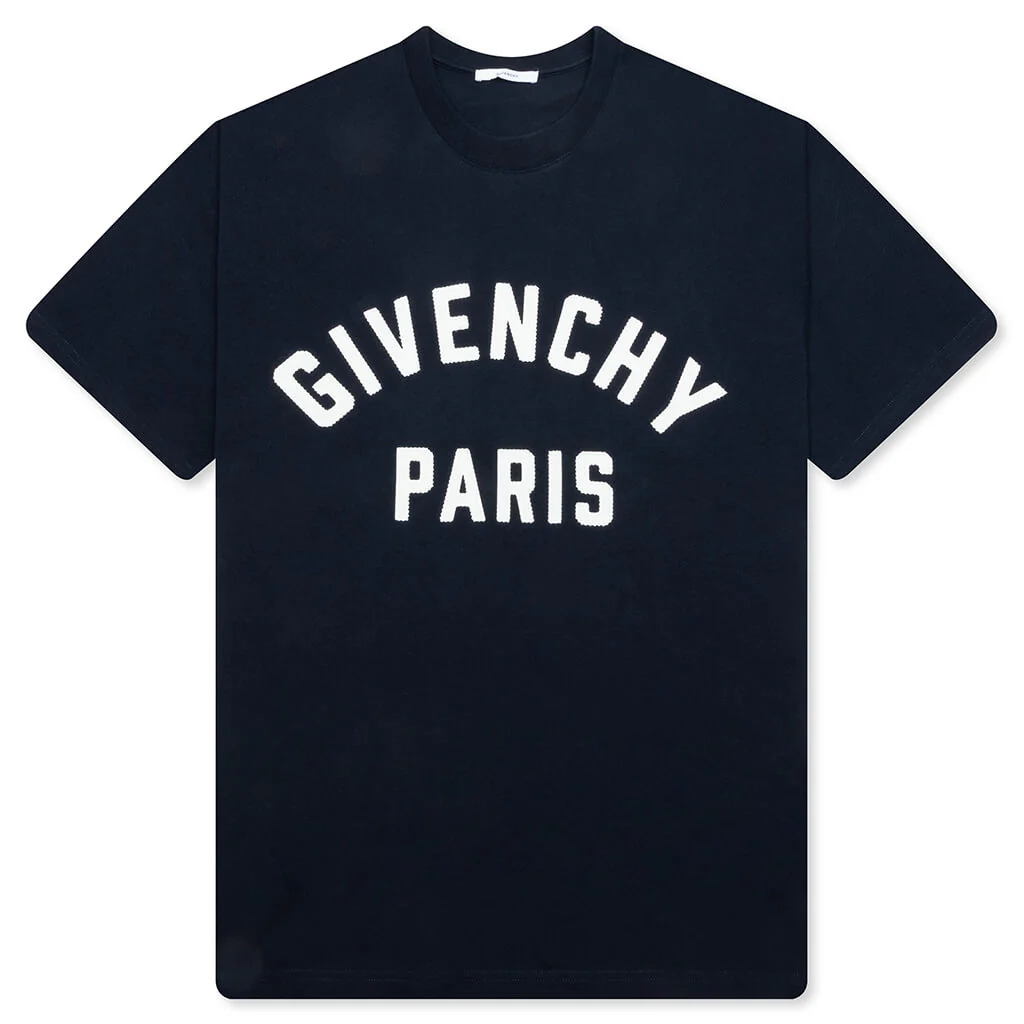 Patch Silk T-Shirt - Navy/White