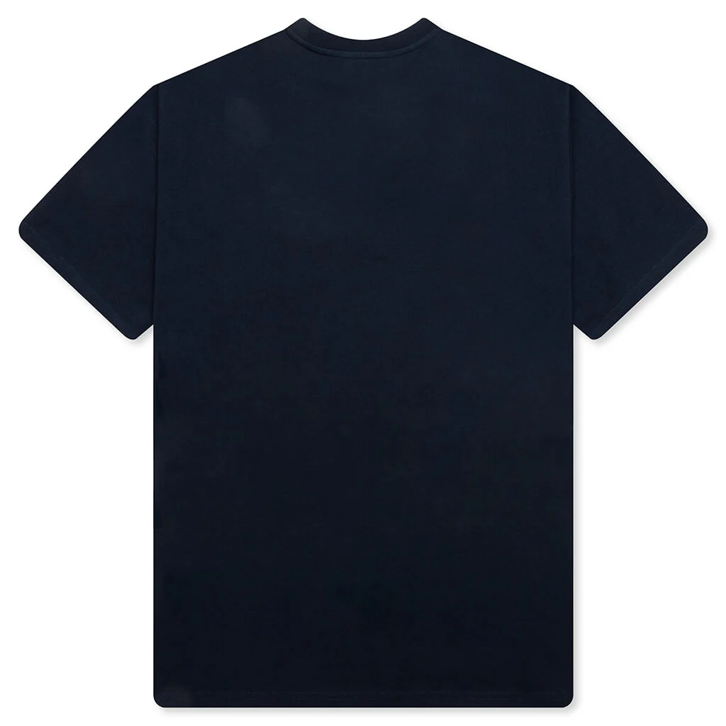 Patch Silk T-Shirt - Navy/White - Image 2