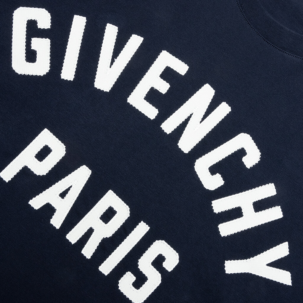 Patch Silk T-Shirt - Navy/White - Image 3