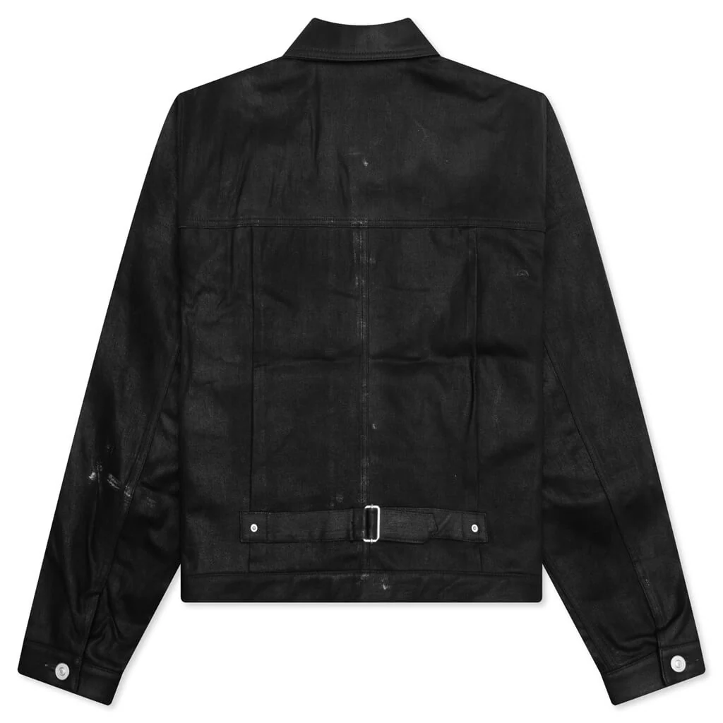 Pleated and Snapped Denim Jacket - Black - Image 2