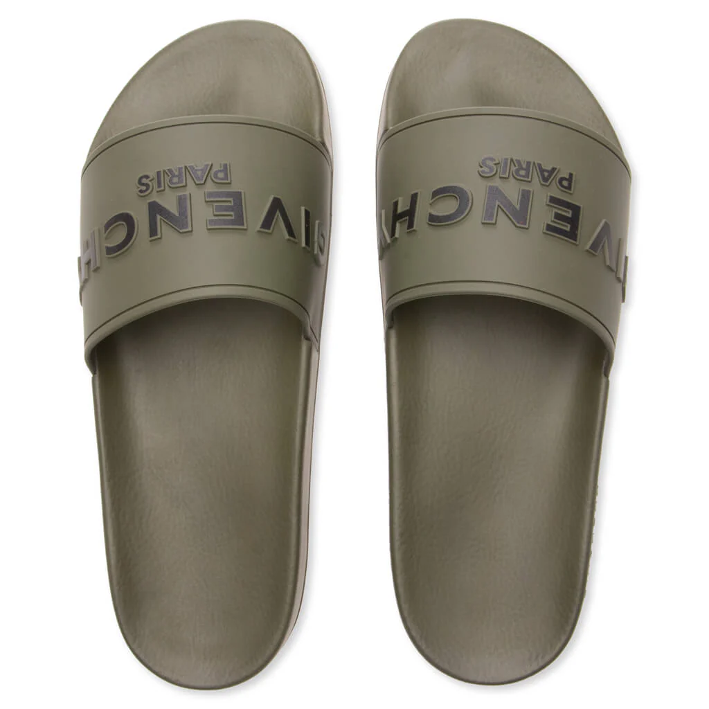 Slide Flat Sandals - Khaki - Image 2