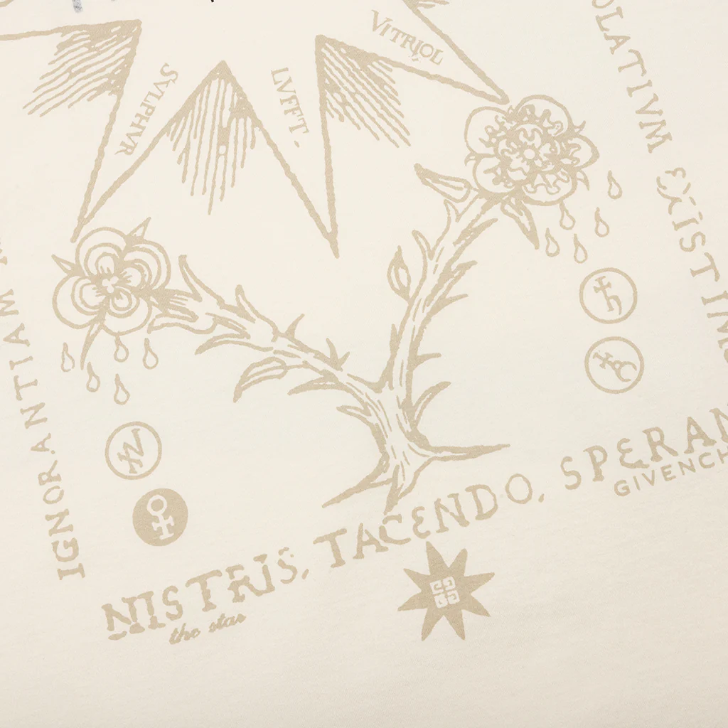 Reverse Cotton with Tarot Print T-Shirt - Ivory - Image 5