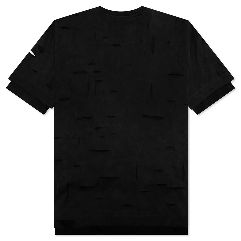 2 Layer Classic Fit Hole T-Shirt - Faded Black - Image 2