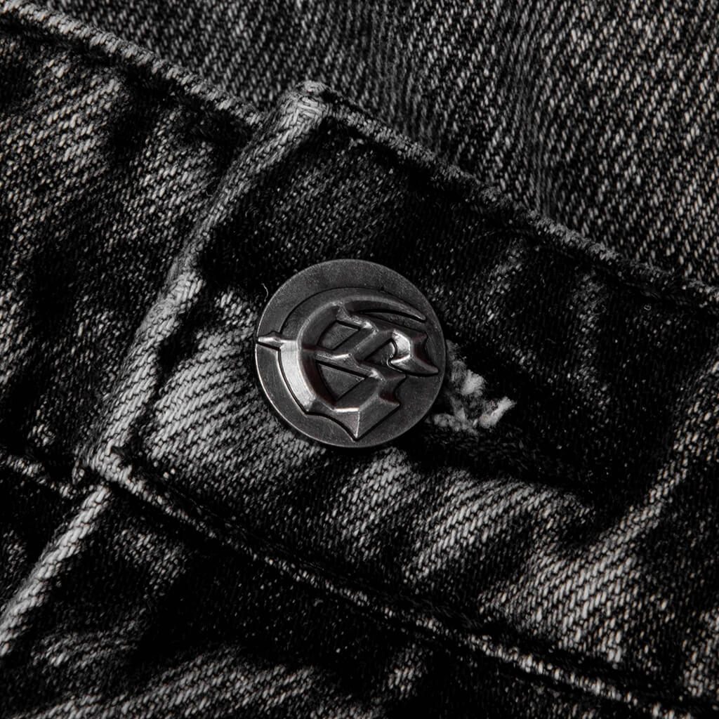 Octagon Cargo Denim Shorts - Grey Wash - Image 3