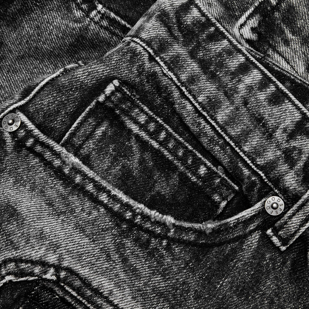 Octagon Cargo Denim Shorts - Grey Wash - Image 4