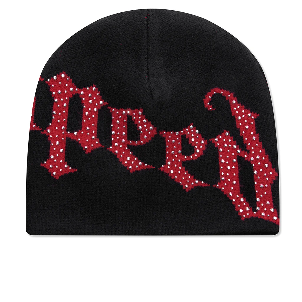 OG Logo Studded Beanie - Black/Red - Image 3