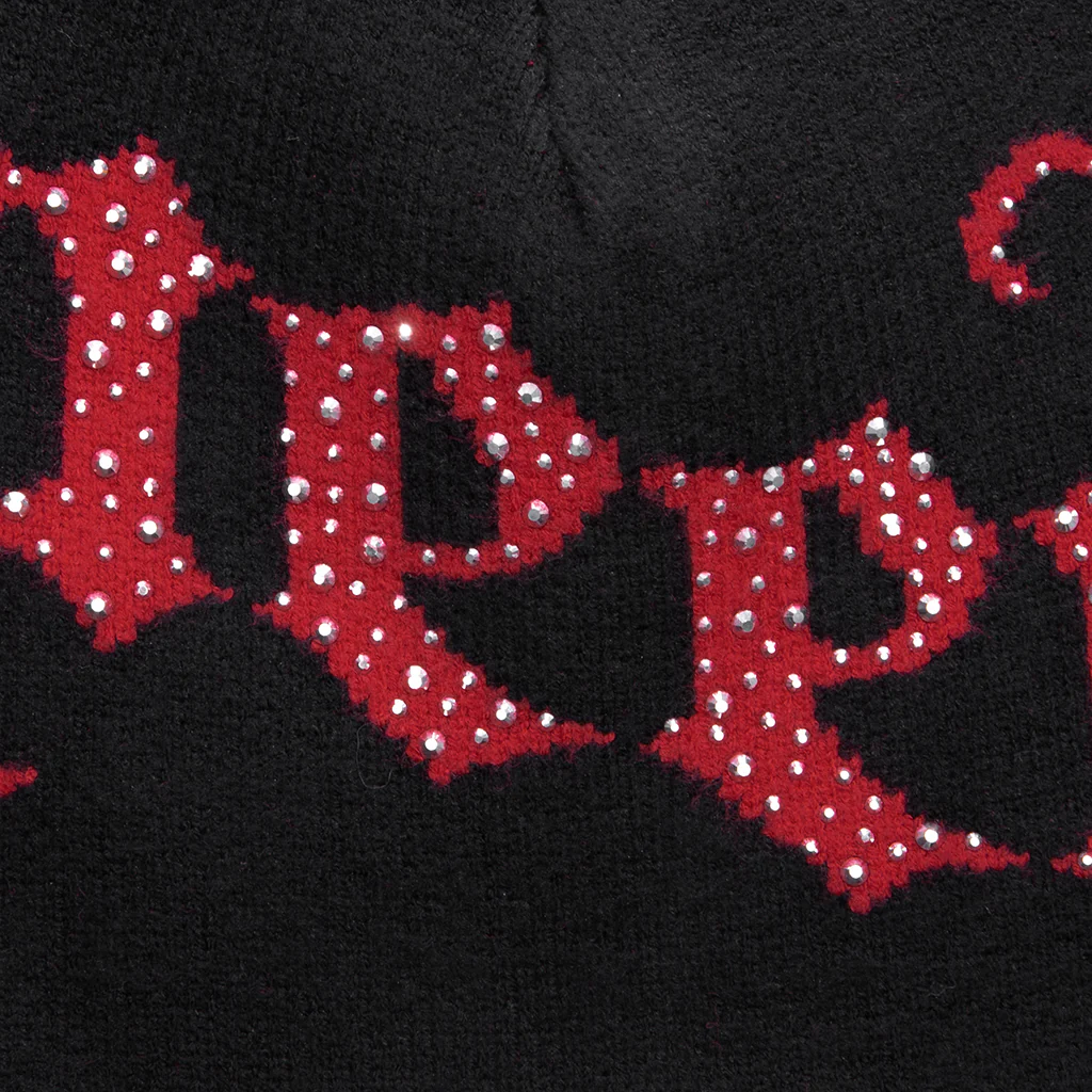 OG Logo Studded Beanie - Black/Red - Image 4