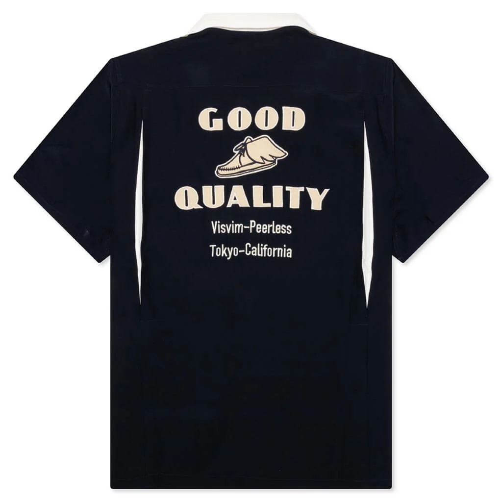 Hacking Short Sleeve Silk - Navy - Image 2