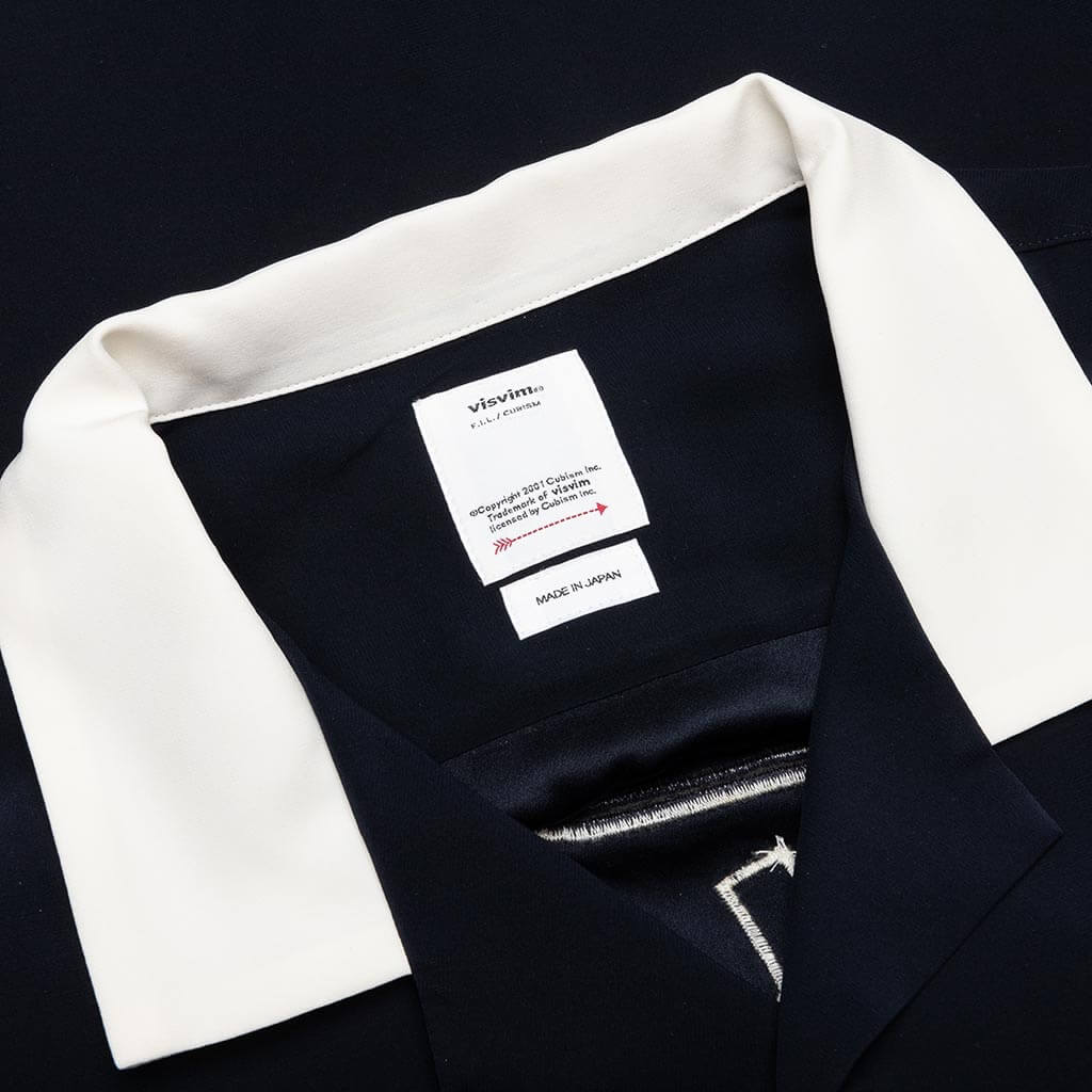 Hacking Short Sleeve Silk - Navy - Image 3