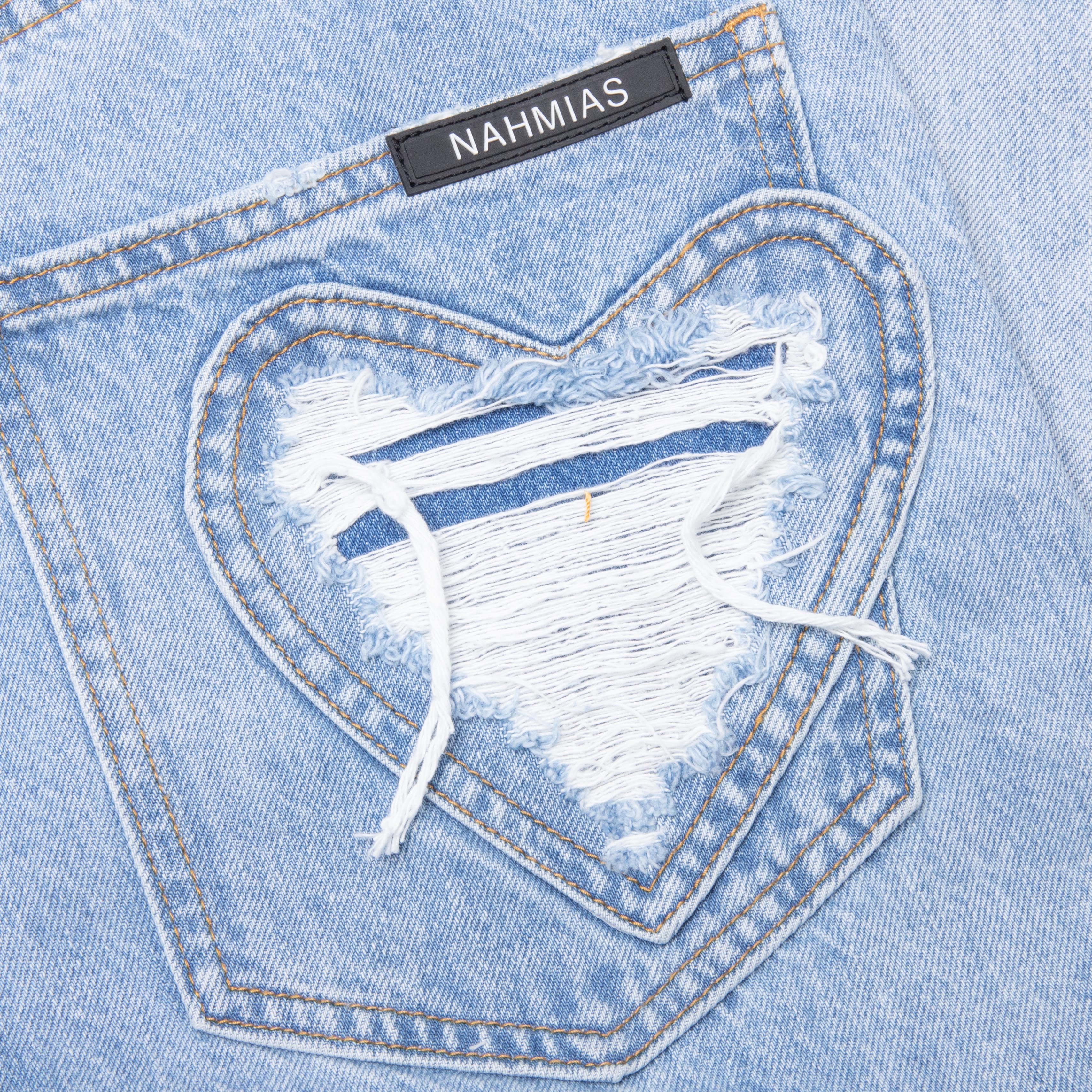 Heart Patchwork Jeans - Light Wash - Image 4