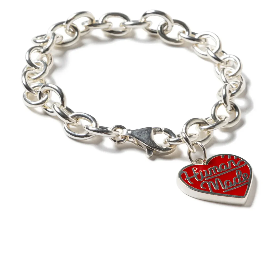 Heart Silver Bracelet - Red - Image 2