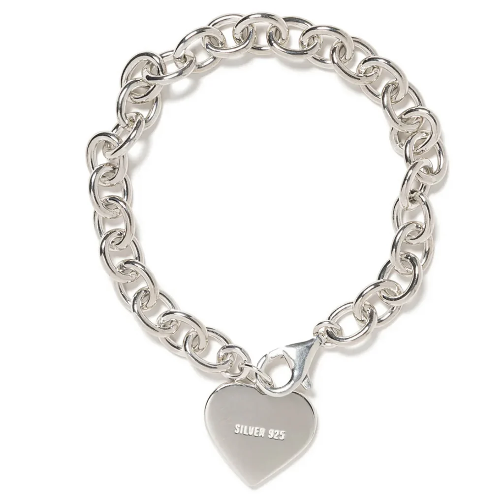 Heart Silver Bracelet - Red - Image 3