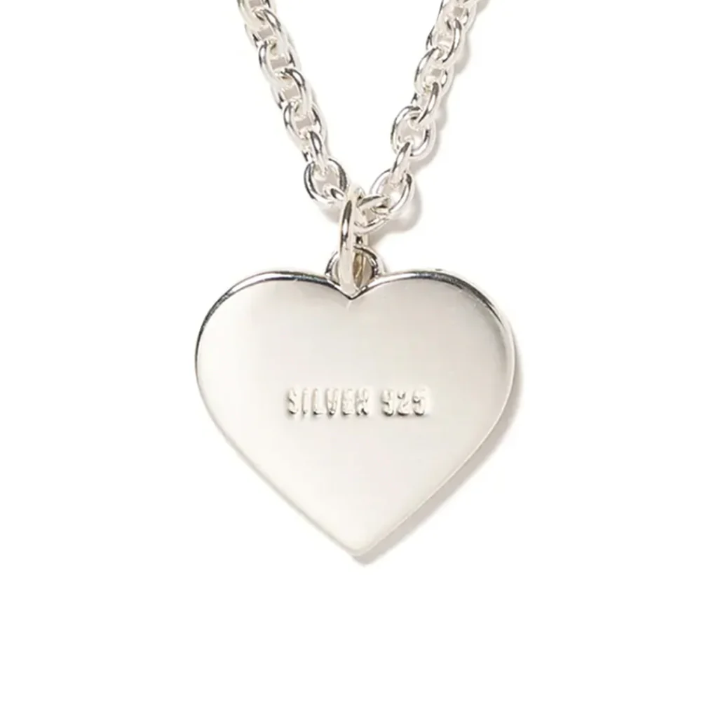 Heart Silver Necklace - Black - Image 2
