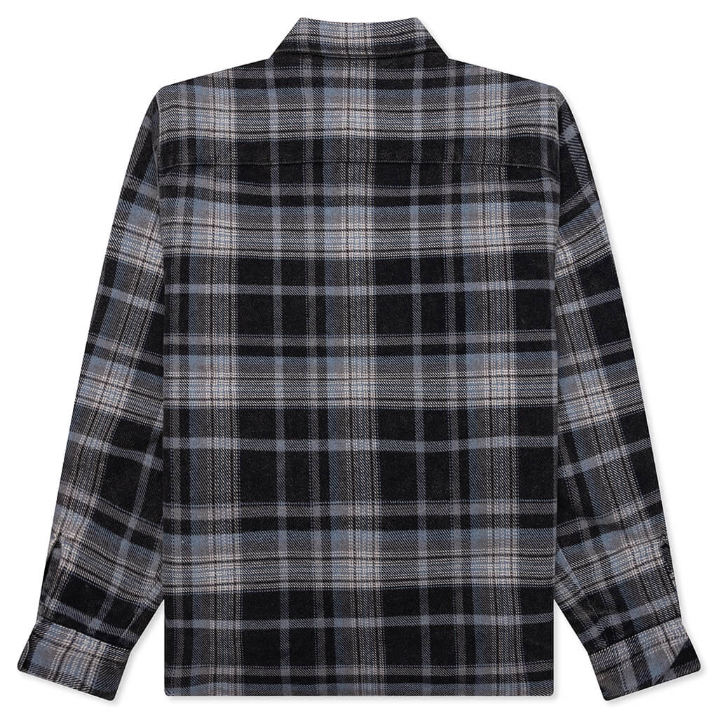 Heavy Washed Plaid Shirt - Blue - Image 2