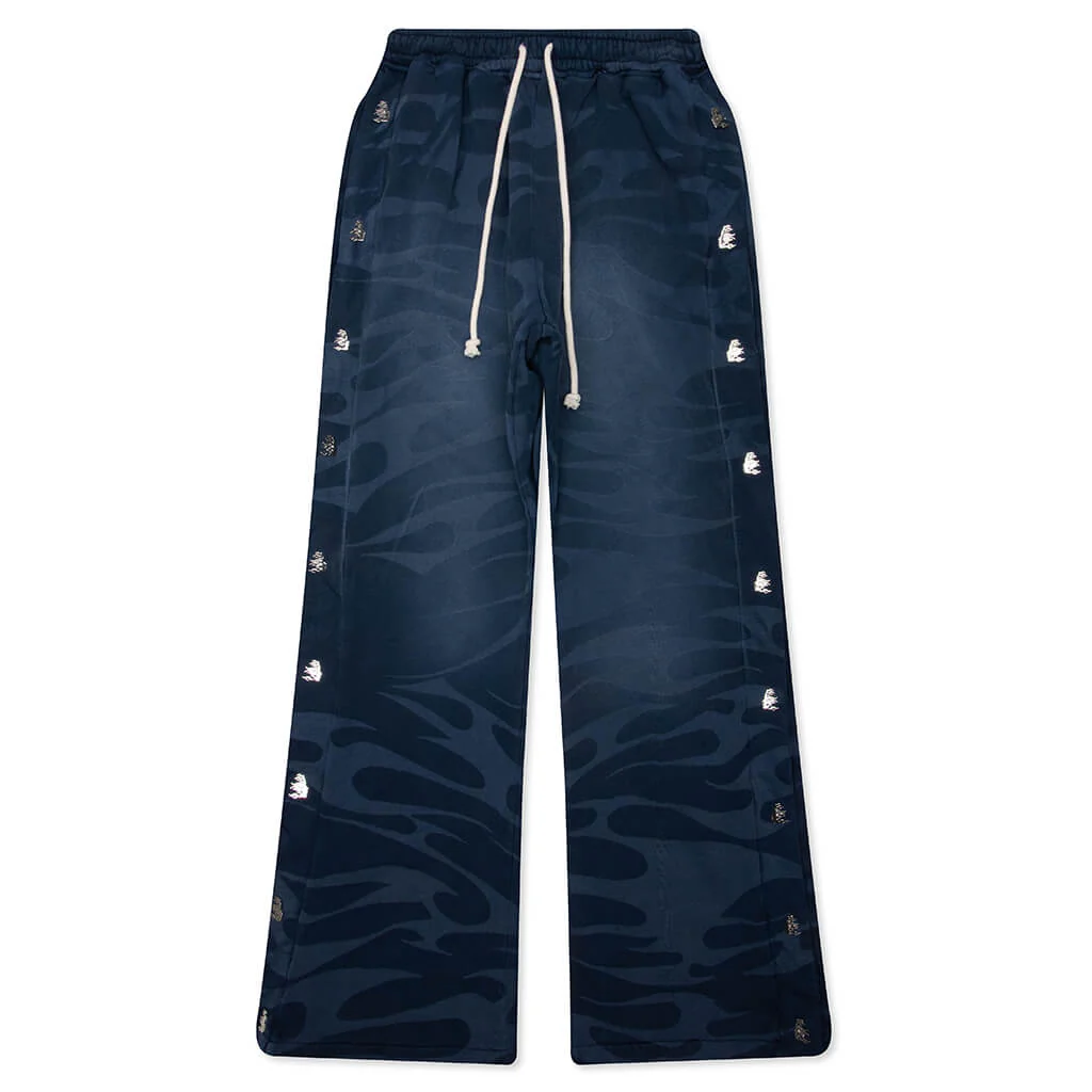 Snap Sweatpants with Flame - Black