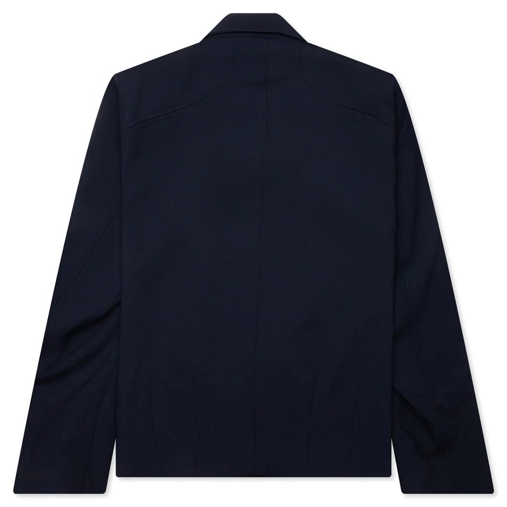 Rounded Bomber Jacket - Navy - Image 2