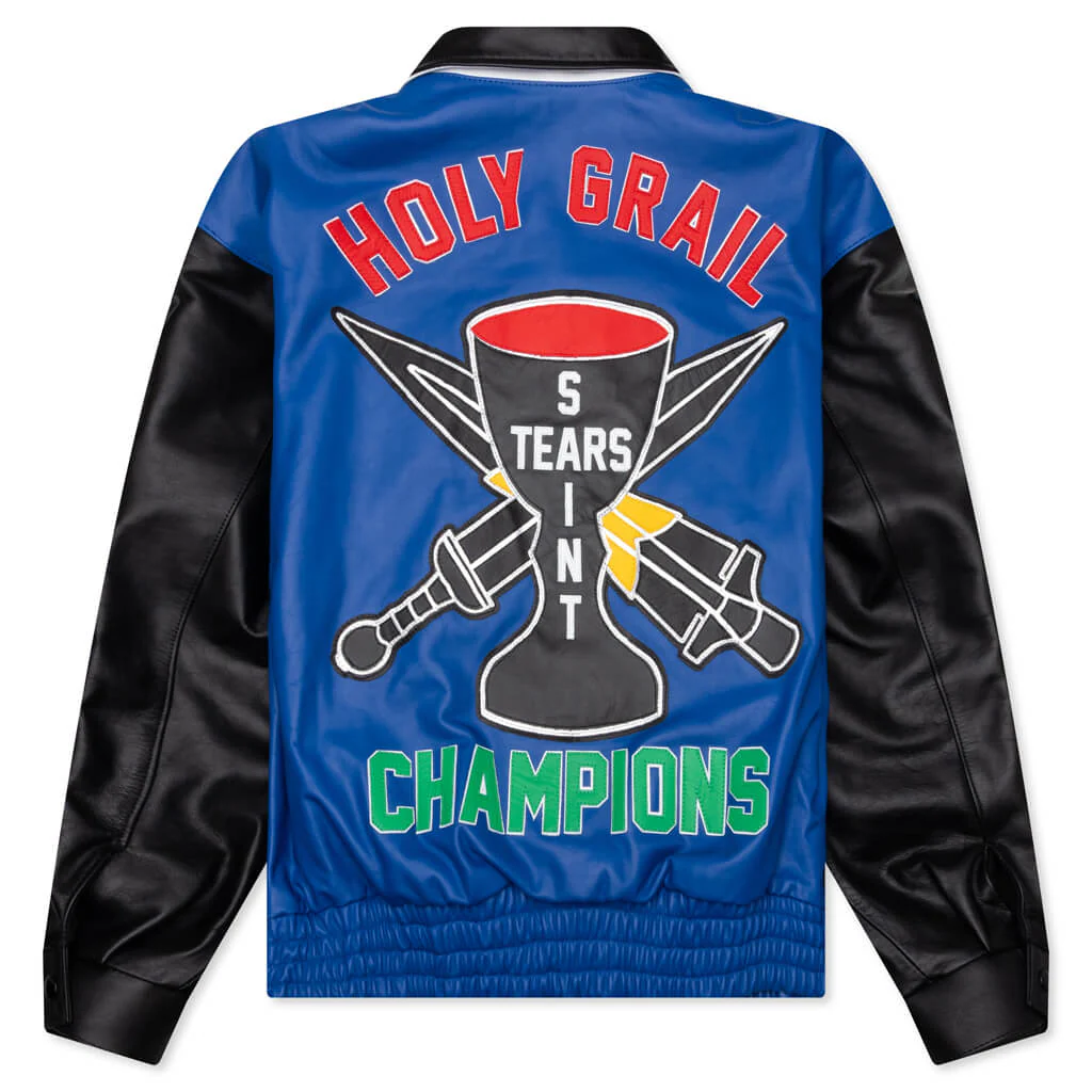 Saint Michael x Denim Tears Holy Grail Varsity Jacket - Blue - Image 2