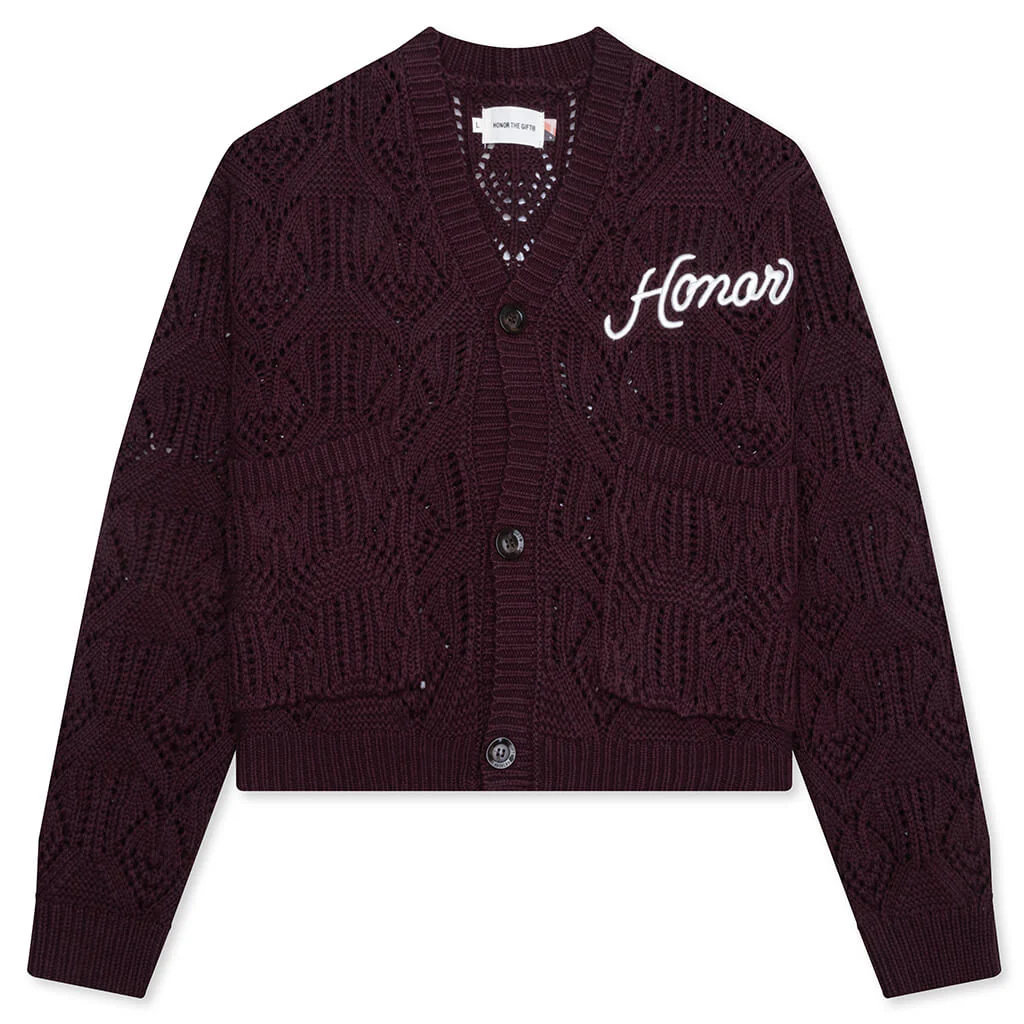 Cable Cardigan - Berry