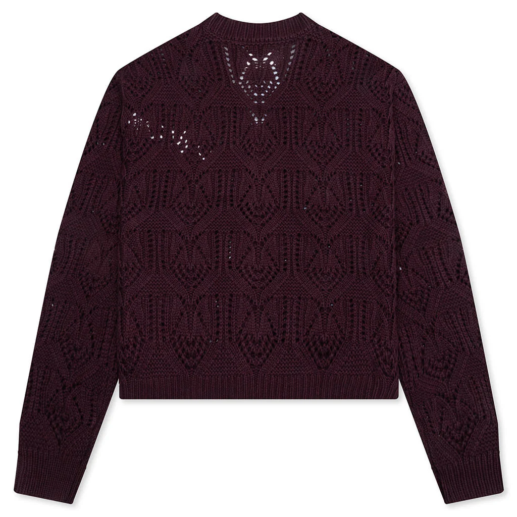 Cable Cardigan - Berry - Image 2