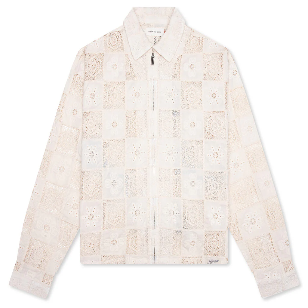 Crochet Full Zip Jacket - Bone