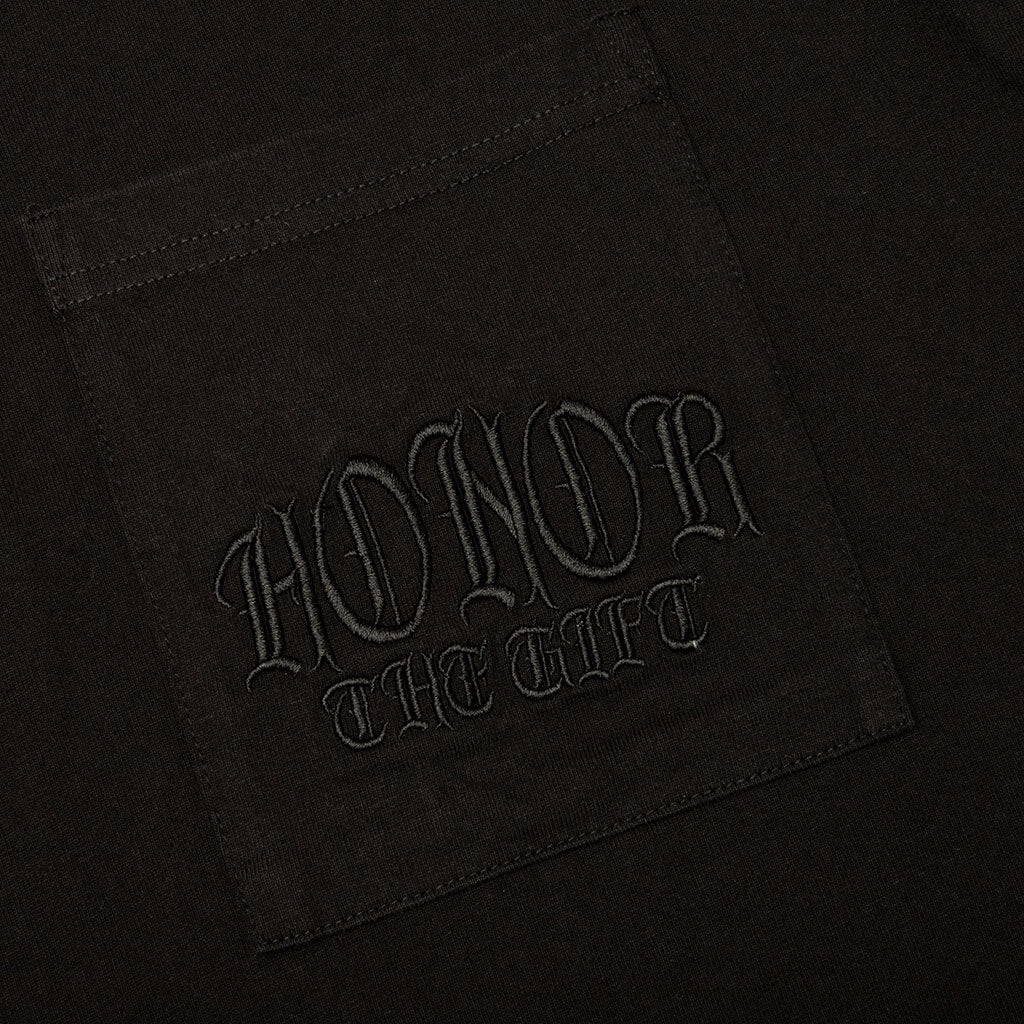 Embroidered Pocket Tee - Black - Image 4