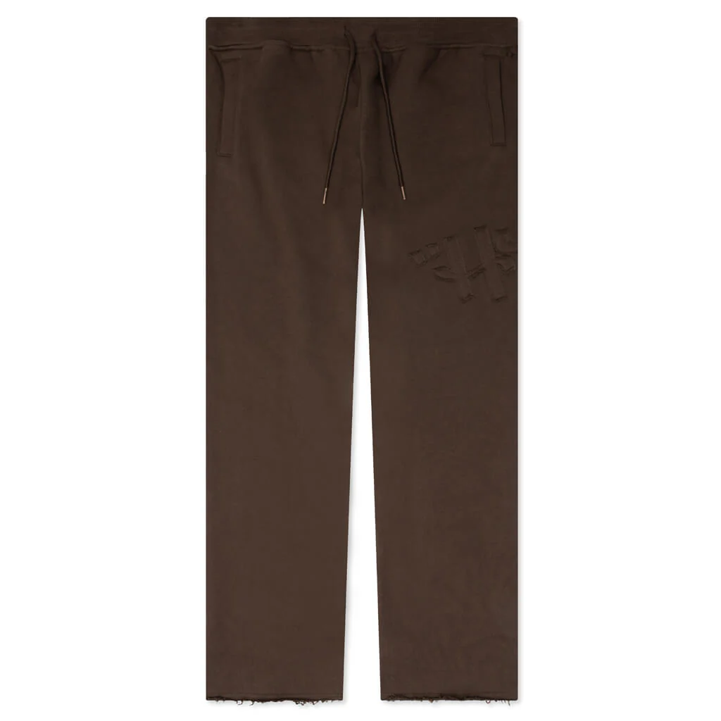 Script Embroidered Sweats - Brown