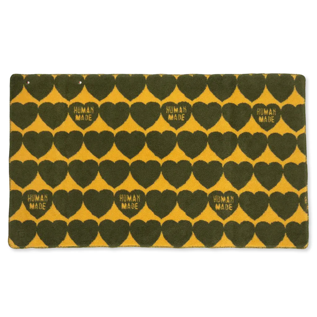 Heart Fleece Blanket - Olive Drab - Image 2