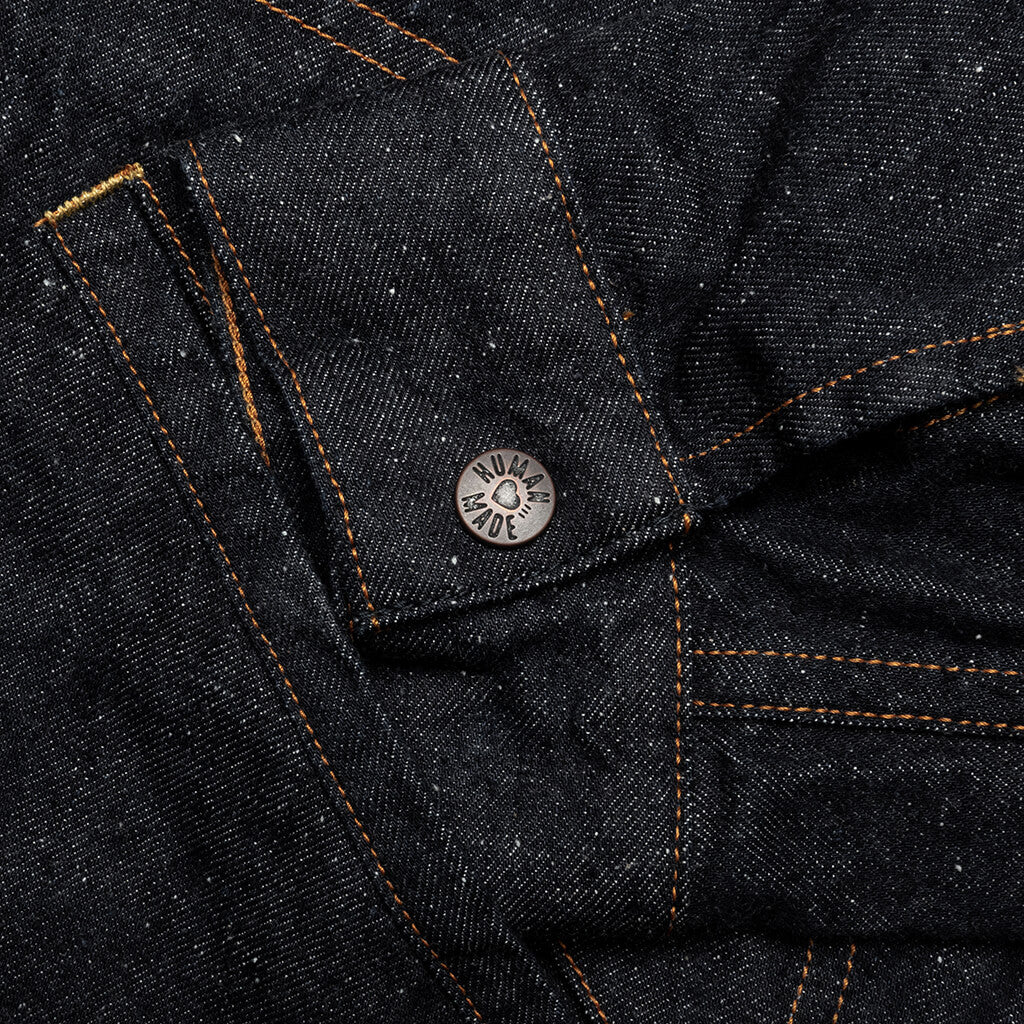 Zip-Up Denim Work Jacket - Indigo - Image 4
