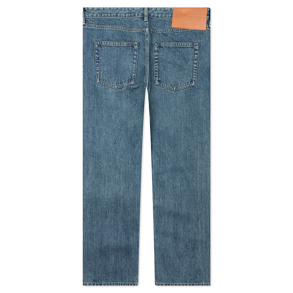 Washed and Bleached Raw Denim Trousers - Blue - Image 2
