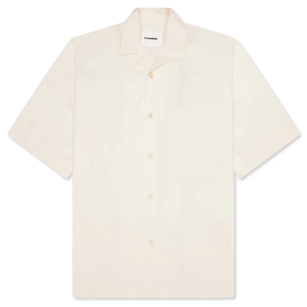 Glass Finish Cotton Poplin Shirt - Eggshell