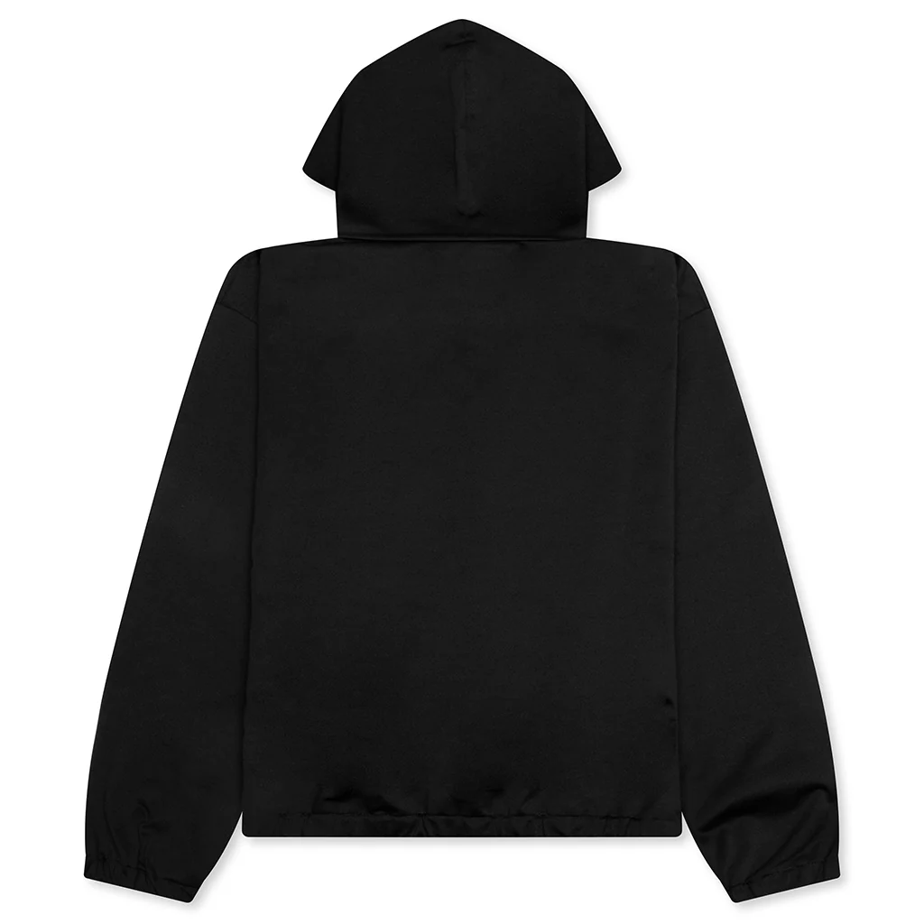 Shiny Cotton Jersey Technical Hooded Sweatshirt - Black - Image 2